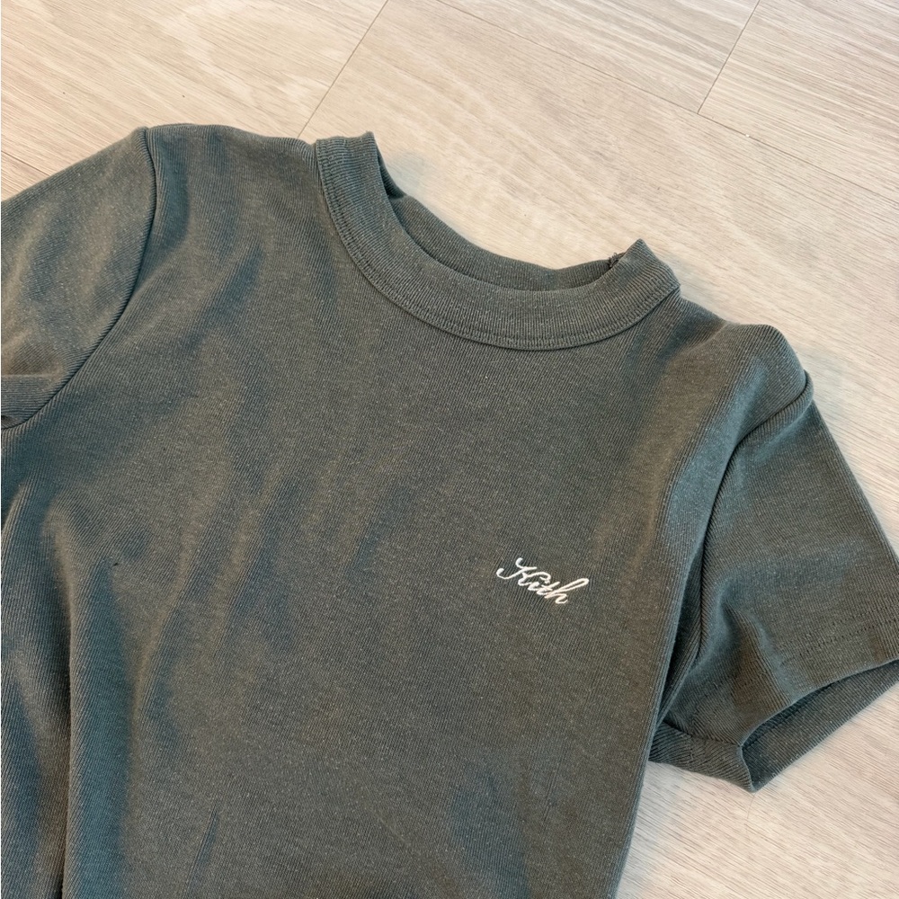 Kith Dark Green Crop Tee with Script Logo